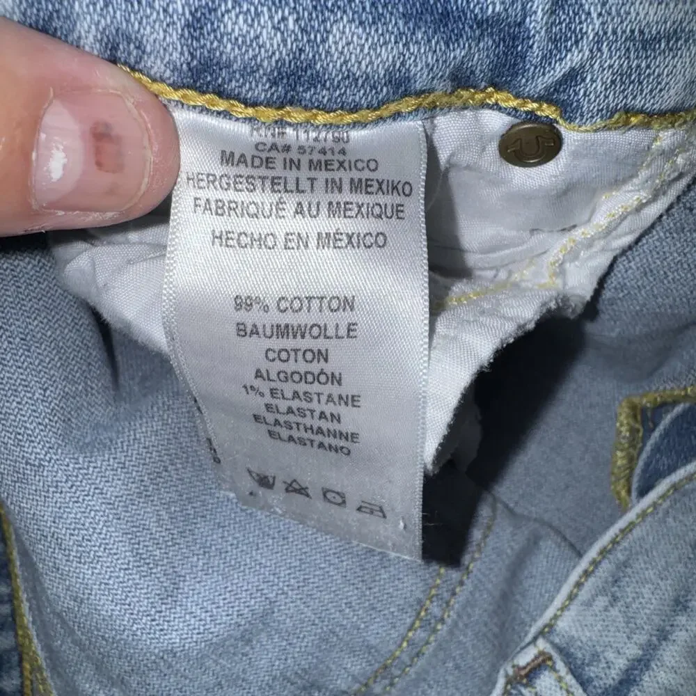 True Religion GENO Relaxed Slim Straight Light Blue Jeans Men size 36W 34L EUC